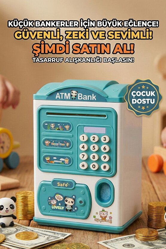 Elektronik Şifreli Parmak İzi Görünümlü Otomatik Kağıt Para Alan Atm Kumbara Kasa