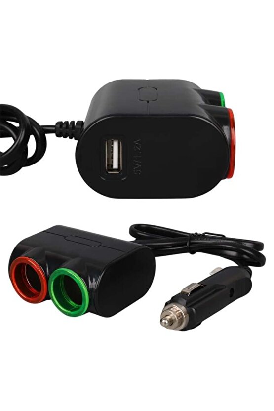 Olesson 1631 12-24v Tek Usb Girişli 120w 80cm Kablolu 2lı Araç Çakmak Çoklayıcı