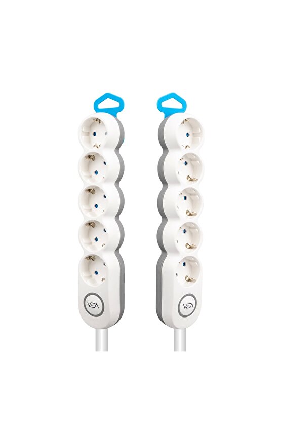 Vea Ve-2s5s 5li 1,5 Metre Kablolu Anahtarlı Beyaz Akım Korumalı Grup Priz