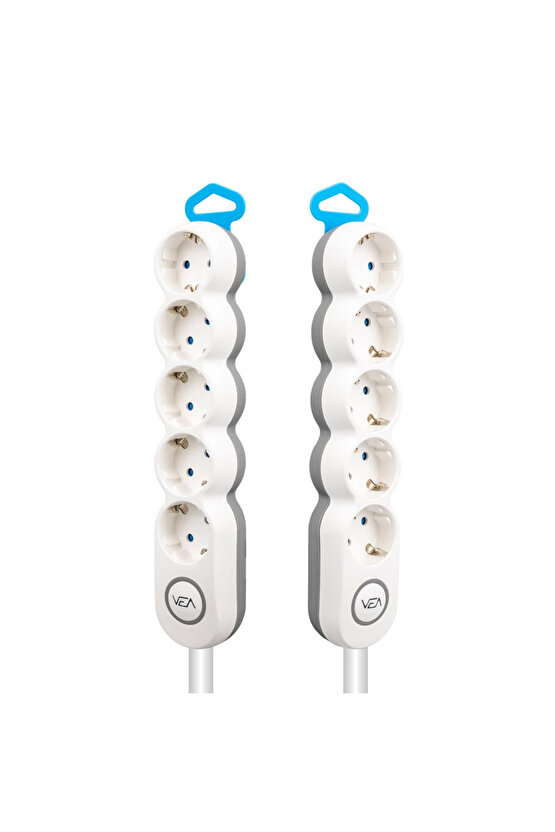 Vea Ve-2s5s 5li 1,5 Metre Kablolu Anahtarlı Beyaz Akım Korumalı Grup Priz