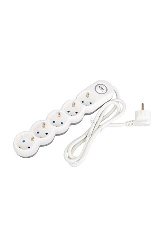 M3lfs- Vea Ve-2s5s 5li 1,5 Metre Kablolu Anahtarli Beyaz Akim Korumali Grup Priz