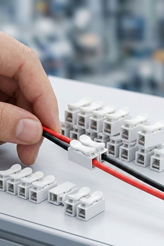 100 Adet Mandallı Vidasız Basmalı Tip 2 Li 2 Pin Kablo Birleştirici Klemens