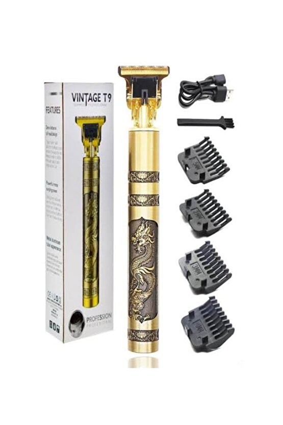 Vıntage T9 Şarjlı Saç Sakal Kesme Makinesi Metal Kasa