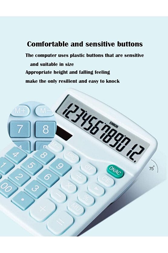 12-bit Güneş Enerjili Standart İşlevli Elektronik Hesap Makinesi Büyük LCD Ekranlı PEMBE
