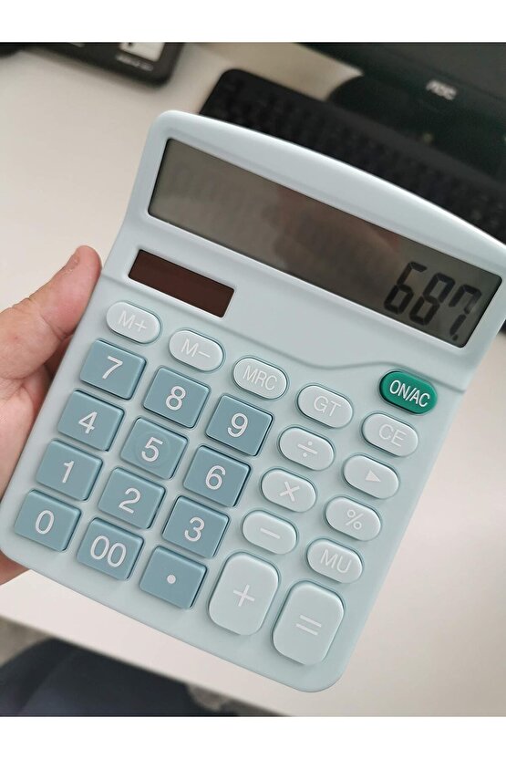 12-bit Güneş Enerjili Standart İşlevli Elektronik Hesap Makinesi Büyük LCD Ekranlı PEMBE