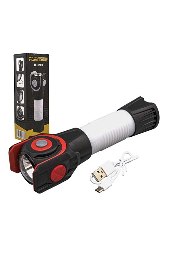 M3lfs- X-28 Çok Fonksiyonlu Usb Şarjli El Feneri