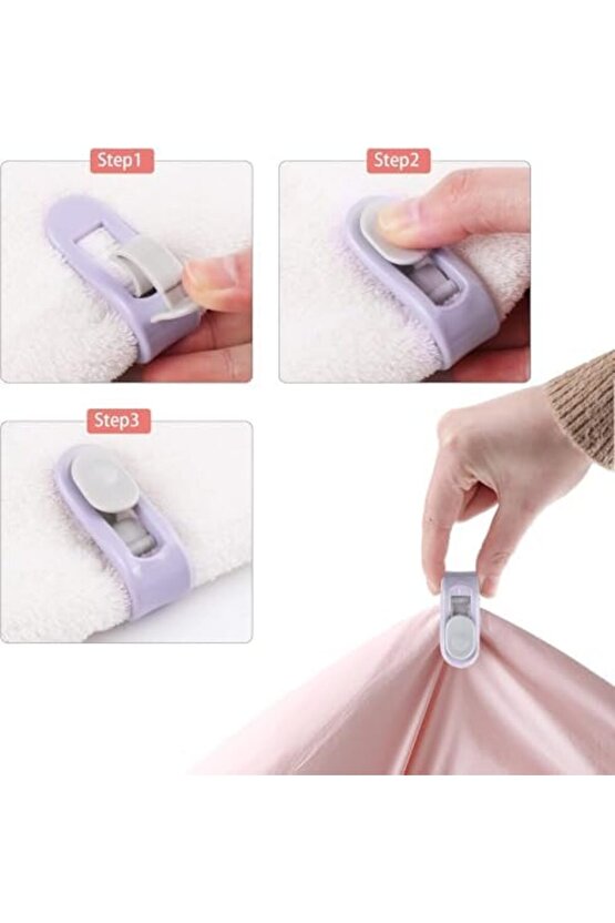 Yorgan Klipsi Seti | İğnesiz Nevresim Sabitleyici Klips | Battaniye, Çarşaf, Yatak Örtüsü Kaydırmaz