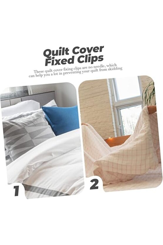Yorgan Klipsi Seti | İğnesiz Nevresim Sabitleyici Klips | Battaniye, Çarşaf, Yatak Örtüsü Kaydırmaz