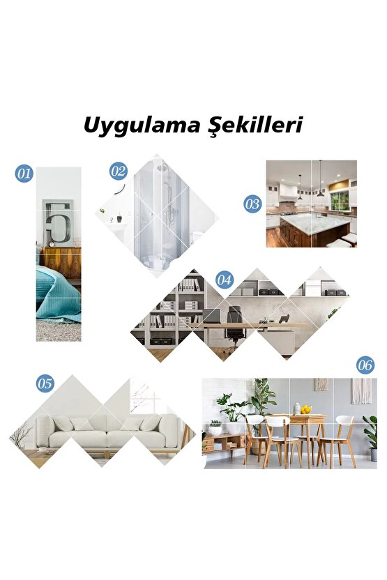 40X40CM KENDİNDEN YAPIŞKANLI ESNEK PVC DUVAR AYNASI PANEL STİCKER ÇIKARTMA (4172)