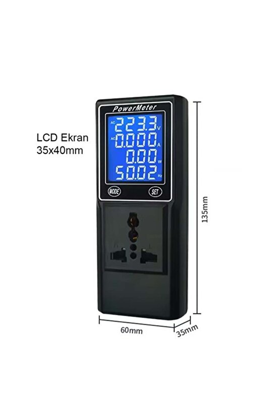 Volt Amper Watt HZ Güç Ölçer Dijital Ekranlı (Powermeter) (784)
