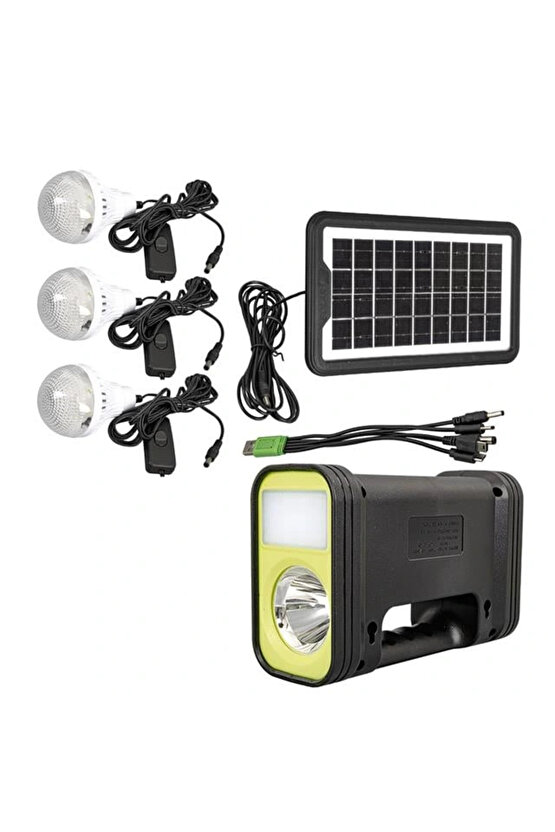 GD-12 Solar Panelli 3 Ampullü Solar Işıldak Fener