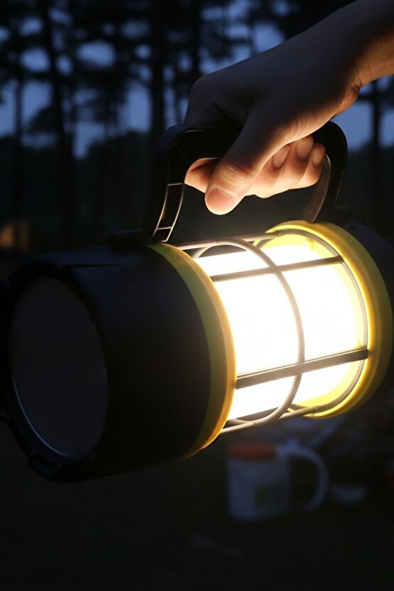 7 Farklı Mod Powerbank Özellikli Solar Kamp El Feneri Işıldak - Kırmızı Beyaz Led