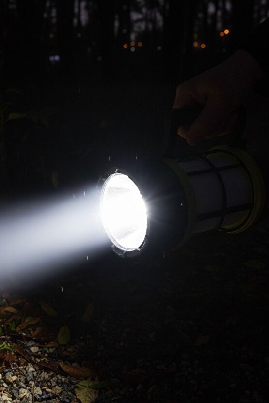 7 Farklı Mod Powerbank Özellikli Solar Kamp El Feneri Işıldak - Kırmızı Beyaz Led