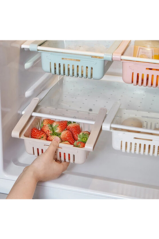 SUNUP BUZDOLABI İÇİ GEÇMELİ DÜZENLEYİCİ RAF - PRATİK ORGANİZER BUZDOLABI ÇEKMECESİ