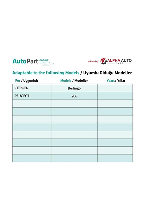 Citroen Berlingo Peugeot 206 Partner için Kapı Çıta Yan Pervaz Klips Siyah - 50 Adet