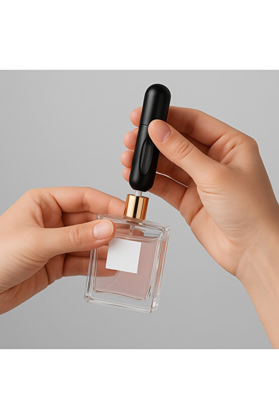 Mini Doldurulabilir Siyah Renki Cep Parfüm Şişesi 5 ml Taşınabilir Şık Tasarım