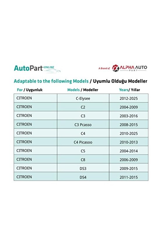 Peugeot, Citroen için Torx Uyumlu Davlumbaz T30 M6 Vidası