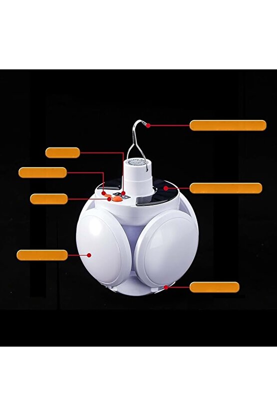 Solar Panelli Şarjlı 5li Katlanabilir Acil Durum Kamp Lambası Powermaster