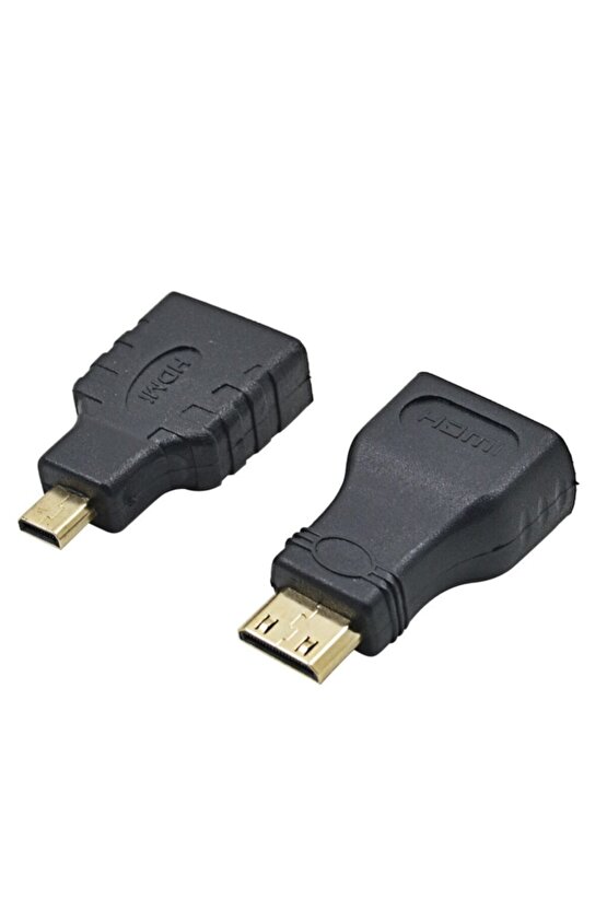 Hdmi To Hdmi Kablo Set Mini Micro Standart Altın Uçlu Dönüştürücü