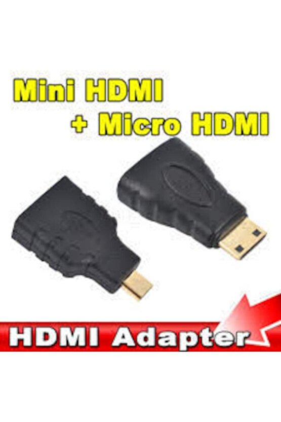 Hdmi To Hdmi Kablo Set Mini Micro Standart Altın Uçlu Dönüştürücü