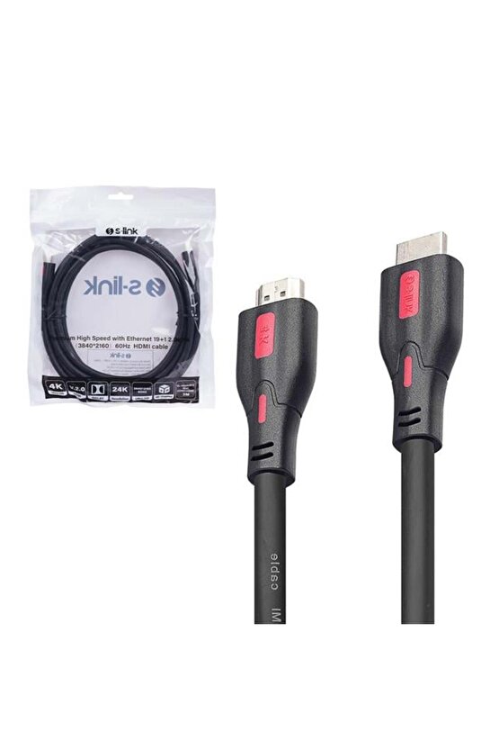 S-Link Sl-Hdm4K13 19+1 Hdmi To Hdmi 3M V2.0 4K (3840*2160) 60Hz Kablo