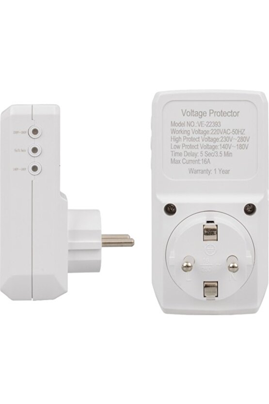 Vea BYR002  VE-22393 16A 3520W Tekli Dijital Göstergeli Akım Korumalı Priz [efsngrck]