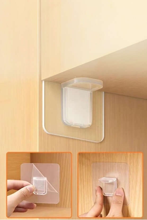 Kendinden Yapışkanlı Raf Tutucu Şeffaf 4 Adet Köşe Tutucu