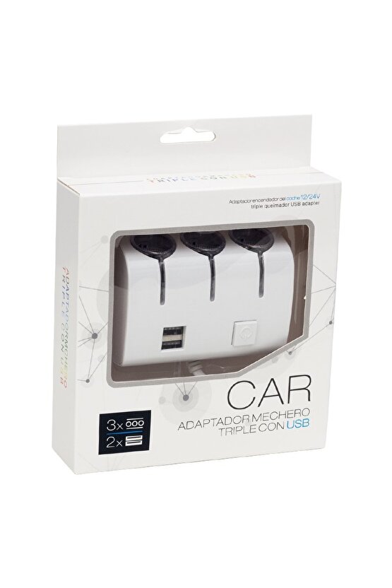 MODDLİ-Powermaster Pm-18952 12v24v Çift Usbli 3lü Oto Çakmak Çoklayıcı