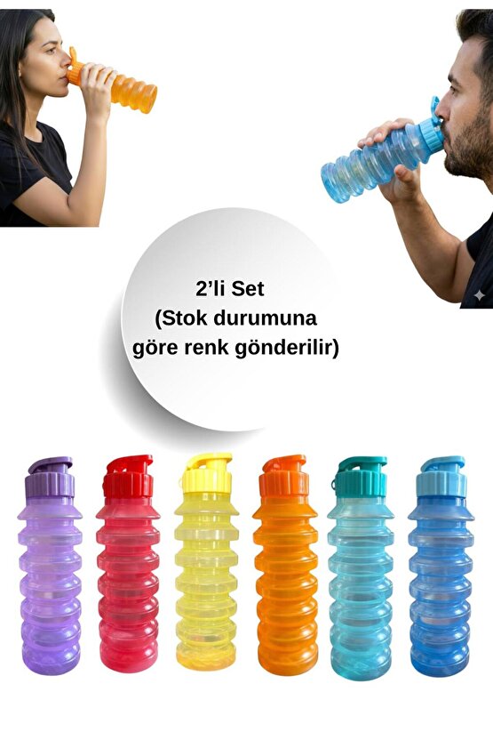 2 adet 750 ml Plastik Spor Matara | Sızdırmaz Günlük Su Şişesi