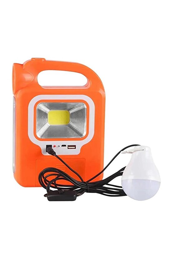 Hb-6399a Cob Ledli Solarlı 3 Kademeli Usb Çıkışlı Şarjlı Işıldak Fener (1 Adet Ampulü Un