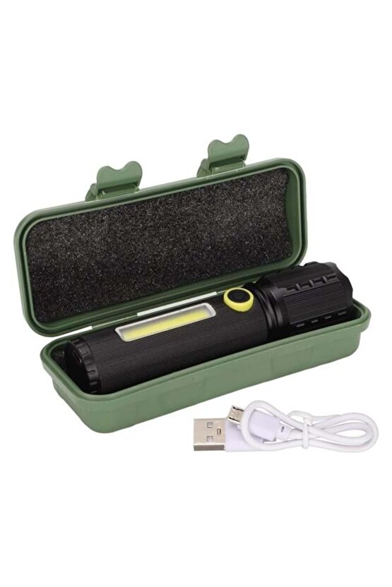 M3lfs- Jf-72 X2000 Zoomlu Flash Özellikli Şarjli Metal Kasa El Feneri