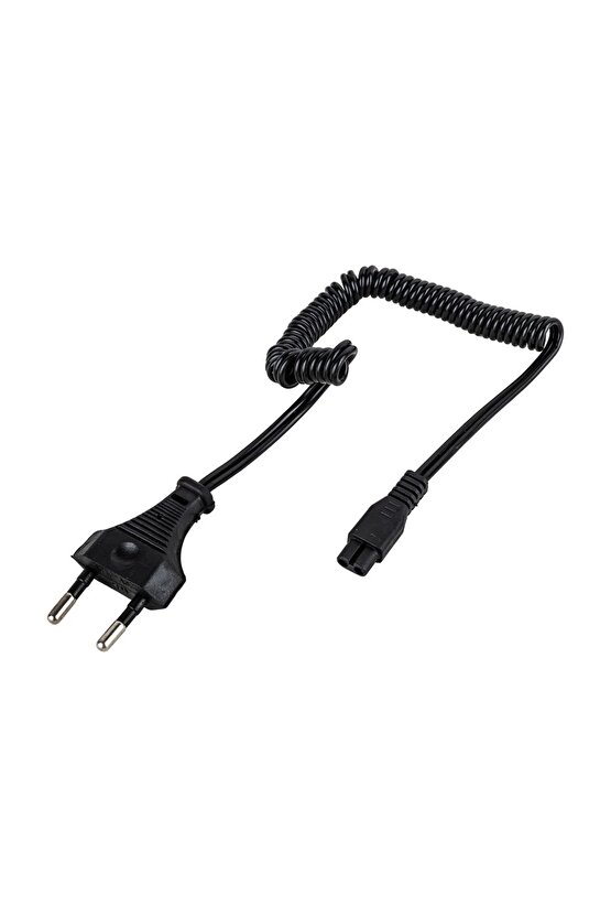 1 Metre Spiral 220V AC Power Kablosu – Tıraş Makinesi ve Işıldak Uyumlu