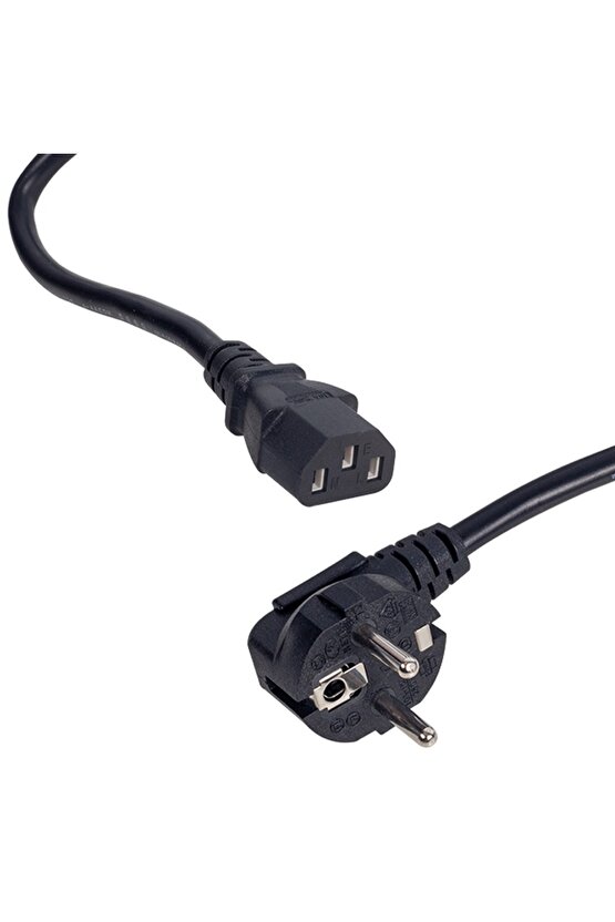 Siyah 3 Metre 3x1 mm C7 Power Güç Kablosu Güvenilir Enerji Bağlantısı