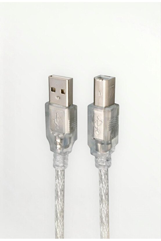 Şeffaf ve Mavi Tasarımlı USB 2.0 5m Yazıcı Bağlantı Kablosu