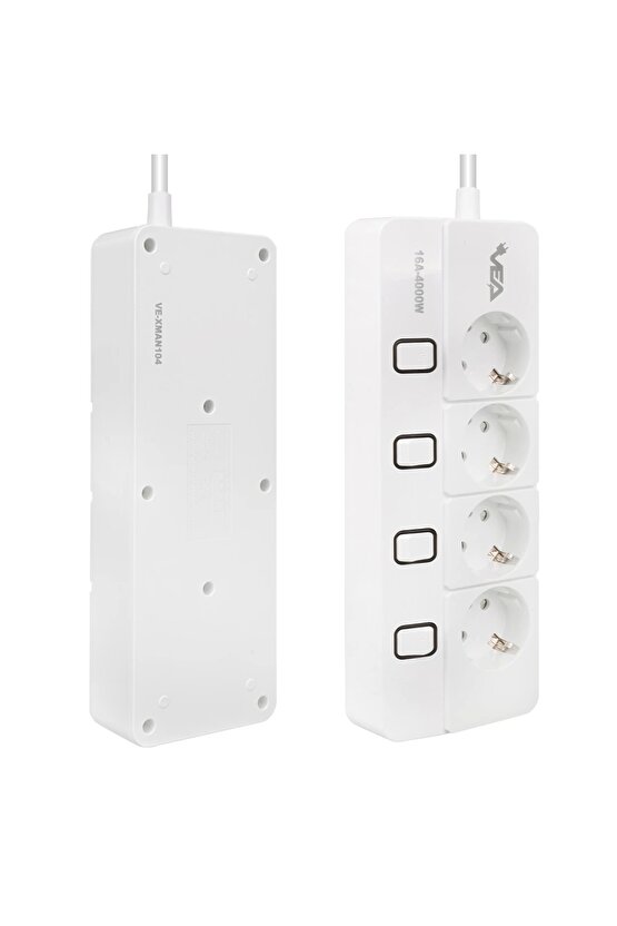 WİNTA- VE-XMAN104 A CLASS 4LÜ AYRI ANAHTARLI 1.5 METRE AKIM KORUMALI GRUP PRİZ (MADE IN MALAYSIA) (K