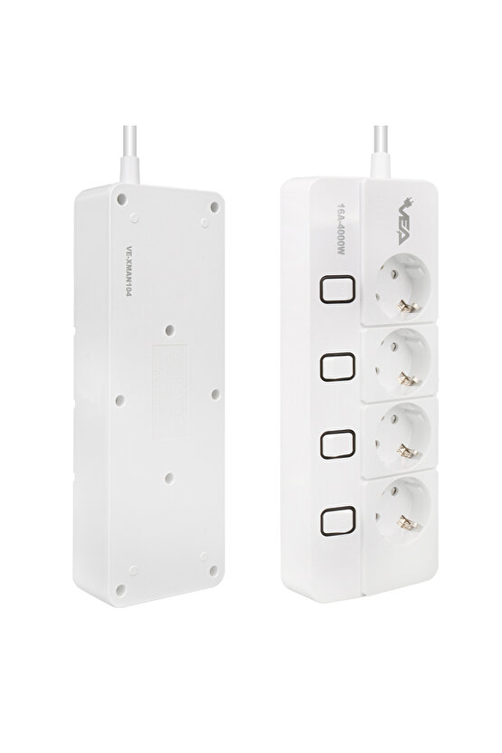 Vea Ve-xman104 A Class 4lü Ayrı Anahtarlı 1.5 Metre Akım Korumalı Grup Priz (MADE İN MALAYSIA)