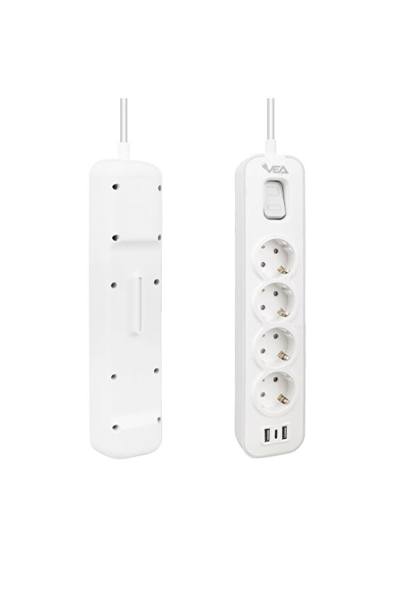 Alaçı İthalat Vea Ve-nova104u A Class 4lü 2 Usbli Anahtarlı 1.5 Metre Akım Korumalı Grup Priz Made I