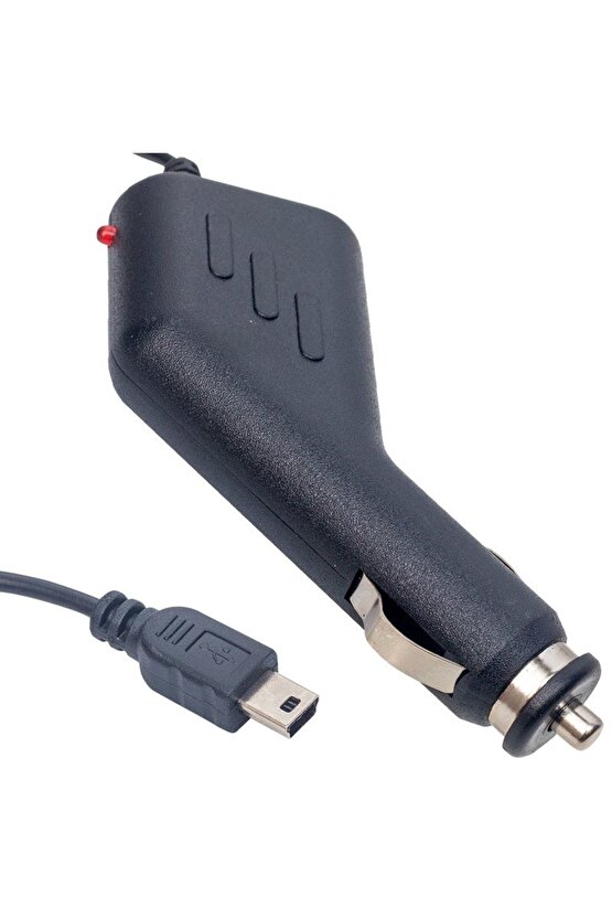 Kablolu Mini USB 5 Pin Adaptör – 3 Metre 5V 1A Çakmak Fişli Güç Kablosu, Navigasyon ve Araç Kamerası