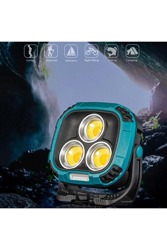 Powerbank Özellikli Şarjlı 30W Çalışma Lambası | 3 COB LED’li, 3 Renk Modlu (4000K-7000K)