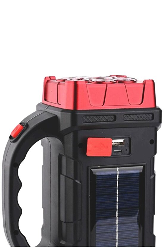 Güneş Enerjili 38 Watt Şarjlı Kamp Feneri – USB Çıkışlı Güçlü LED Lamba