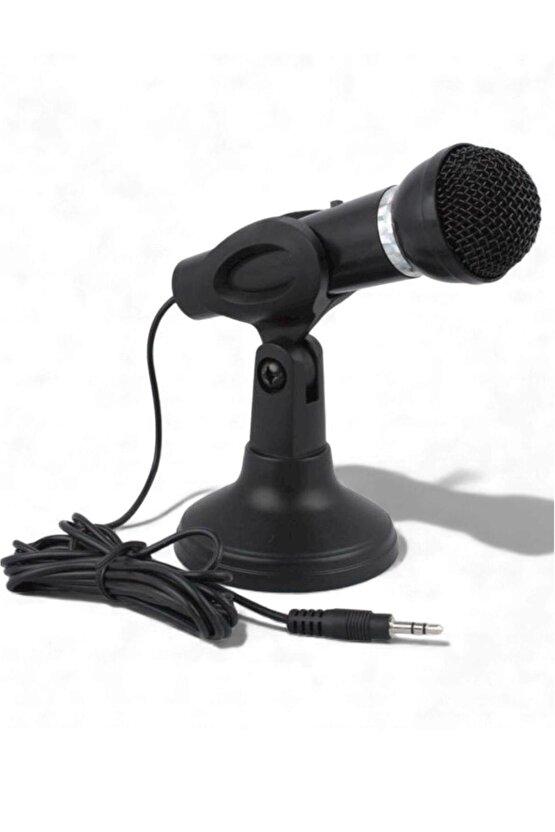 Masaüstü Siyah Kürsü Mikrofon | 3.5mm Jack Girişli, Bilgisayar ve Laptop İçin