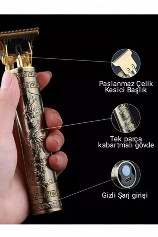 Şarjlı Saç Sakal Tıraş Makinesi | Kablosuz, Paslanmaz Çelik Bıçaklı, Ergonomik Tasarım