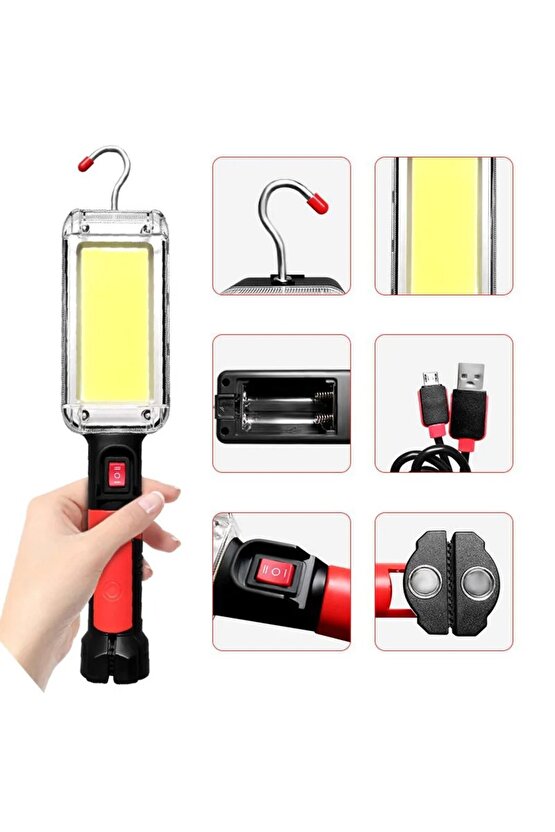 20 Watt COB LED Çalışma Lambası – Şarjlı, Güçlü Işık, Manyetik Ayaklı