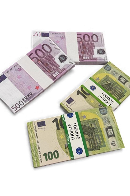 4’lü Euro Şaka Parası Seti – 2 Deste 500 € + 2 Deste 100 € Düğün Atma, Kına, Parti, Film