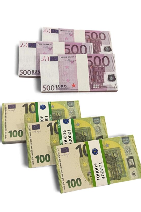6 Deste Euro Şaka Parası Seti 3 X 500 € + 3 X 100 € Düğün Atma, Parti, Film Dekoratif Kullanım İçin