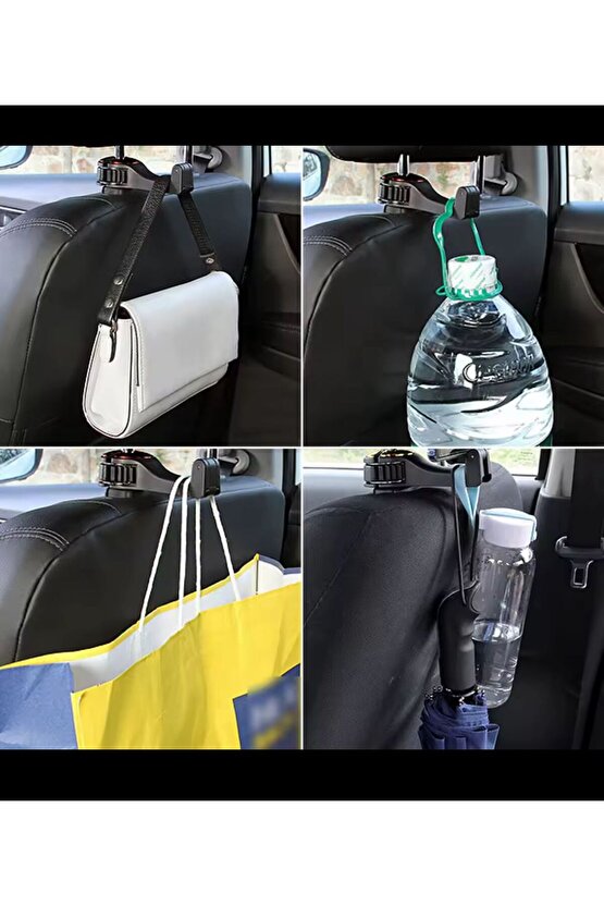 Oto Koltuk Arkası Kanca Askı + Telefon Tutucu – Evrensel Uyumlu 2’si 1 Arada Araç Aparatı