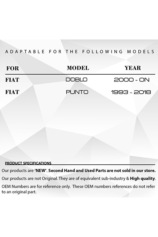Fiat Doblo, Punto Için Kaput Tel Tutucu Klips