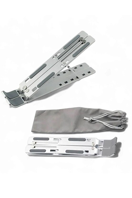 Katlanabilir Alüminyum Laptop Standı – Gri Renk, Taşınabilir ve Dayanıklı