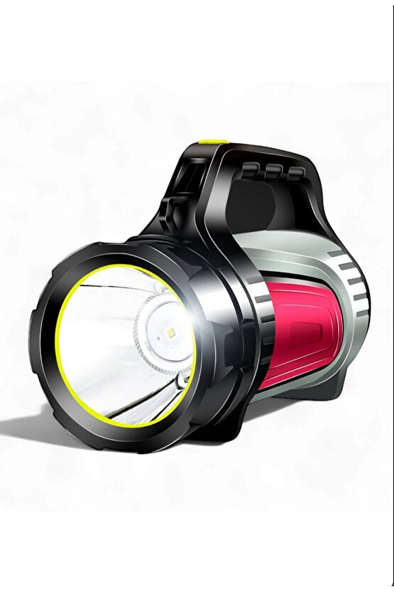 Şarjlı LED’li Uzun Menzilli Kamp Tipi Çok Fonksiyonlu Işıldak & El Feneri