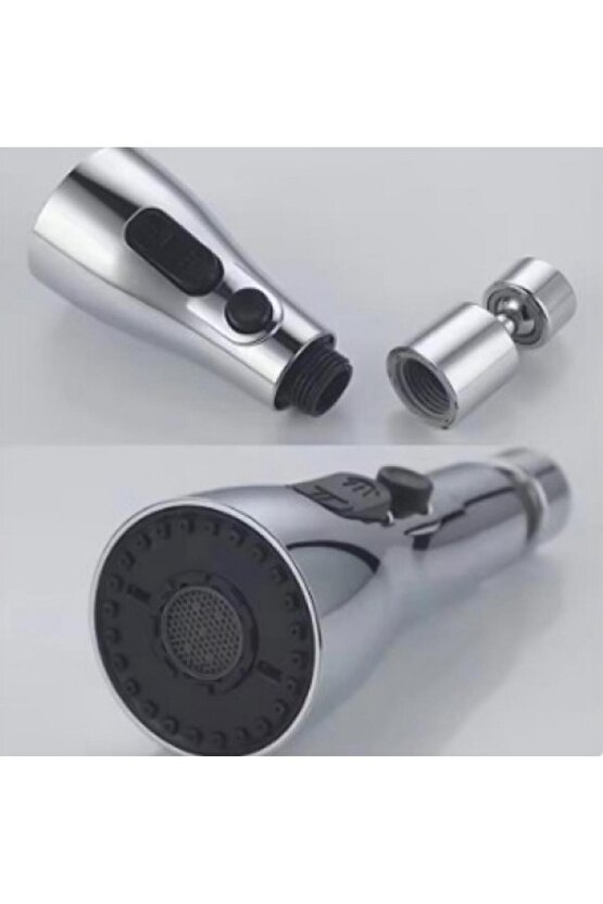 3 Fonksiyonlu Dönebilen Metalik Musluk Başlığı | Su Tasarruflu ve Ayarlanabilir Başlık